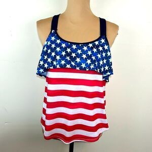 (3/$15) Girls Justice American flag tank top size 18